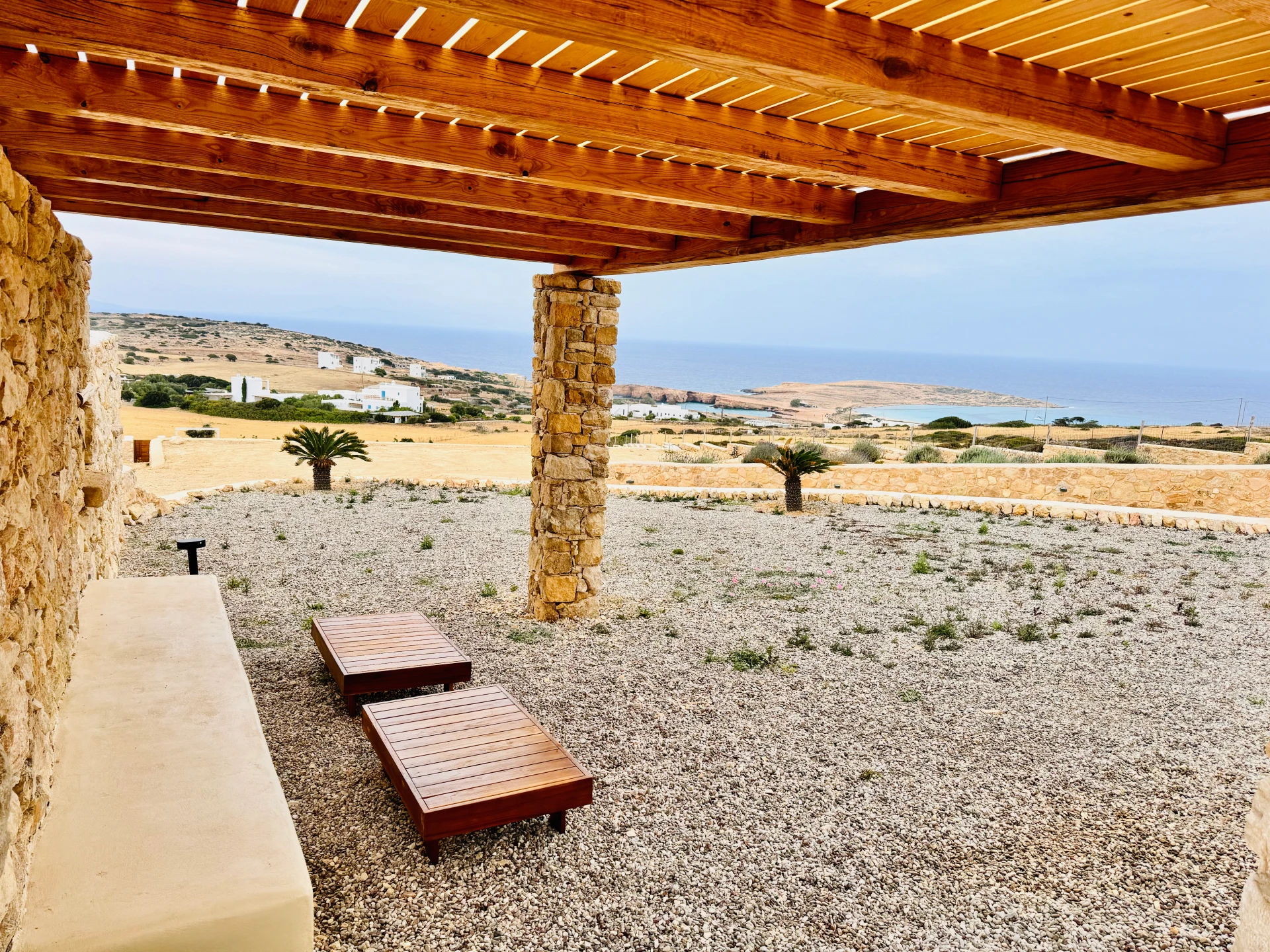 Sea-view terrace at the lower-level villa